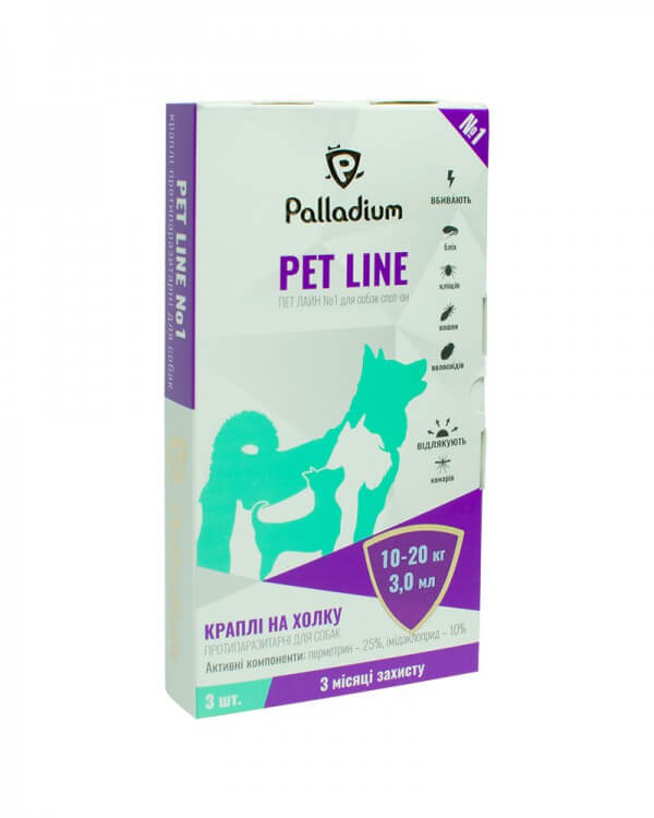 Краплі від бліх та кліщів Palladium Pet-Line №1 для собак 10-20 кг