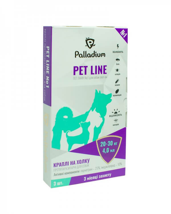 Краплі від бліх та кліщів Palladium Pet-Line №1 для собак 20-30 кг