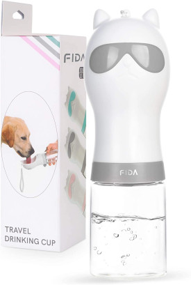 Пляшка Fida Travel Cup для напування тварин 330 мл сіра