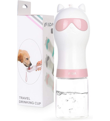 Пляшка Fida Travel Cup для напування тварин 330 мл рожева