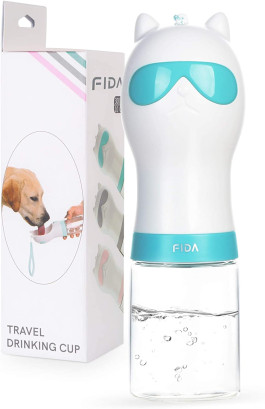 Пляшка Fida Travel Cup для напування тварин 330 мл блакитна