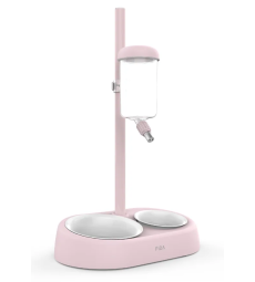 Подвійна миска на підставці та пляшкою на стійці Fida Pet Watering Stand & Food Bowl, рожева