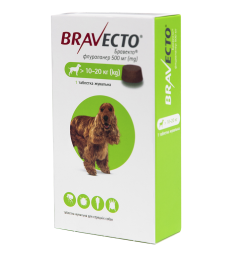 Жувальна таблетка Bravecto (Бравекто) від бліх і кліщів для собак 10 - 20 кг