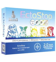 Краплі Modes EctoStop протипаразитарні для собак вагою 10-30 кг, 2 мл, ціна за 4 піпетки