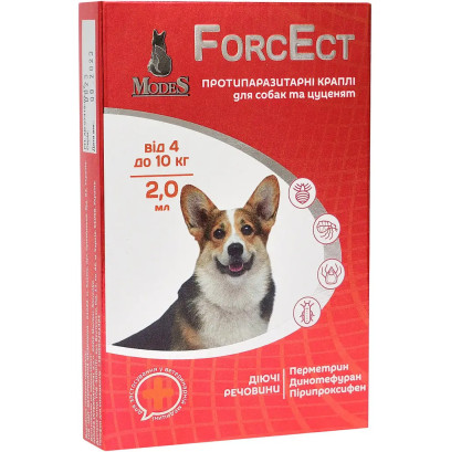 Краплі протипаразитарні Modes ForcEct ФорсЕкт для собак вагою 4-10 кг, 2 мл, 3 піпетки