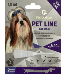 Краплі на холку від бліх, кліщів і гельмінтів Palladium Pet Line the One для собак вагою від 4 до 10 кг