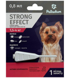 Краплі на холку проти бліх, кліщів і комарів Palladium Strong Effect для собак вагою 1.5-4 кг