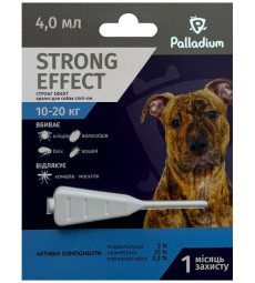 Краплі на холку проти бліх, кліщів і комарів Palladium Strong Effect для собак вагою 10-20 кг