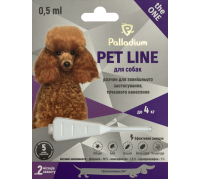 Краплі на холку від бліх, кліщів і гельмінтів Palladium Pet Line the One для собак вагою до 4 кг