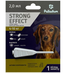 Краплі на холку проти бліх, кліщів і комарів Palladium Strong Effect для собак вагою 4-10 кг