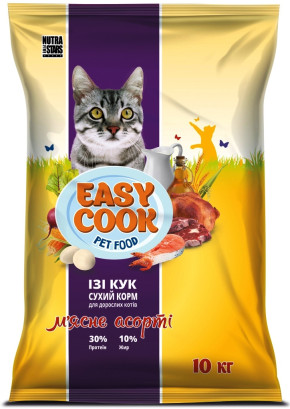 Сухий корм Nutra 5 stars, Easy Cook CAT для котів м'ясне асорті 10 кг