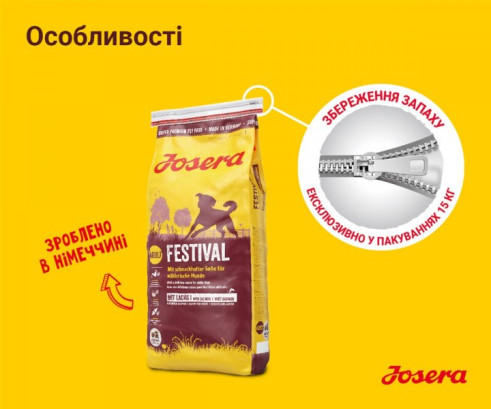 Josera Фестівал Едалт для всіх порід для вибавливих собак 900 г