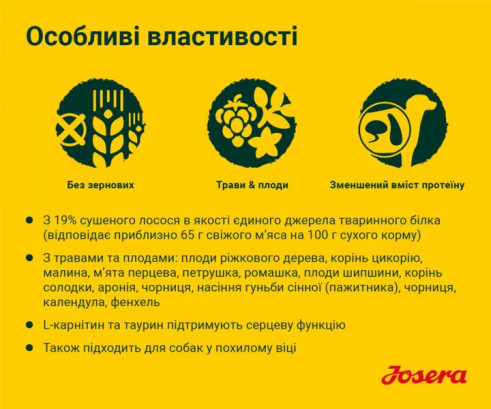Сухий корм для дорослих собак JOSERA Lachs & Kartoffel беззерновий з лососем 900 г