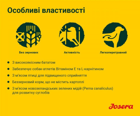 Josera Едалт з куркою та бататом (Nature Energetic) для середніх і великих порід 12.5 кг