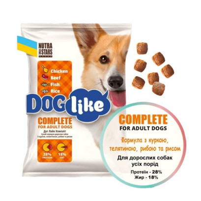 Сухий корм Nutra 5 stars, Dog like Complete для собак з куркою телятиною рибою та рисом 10 кг