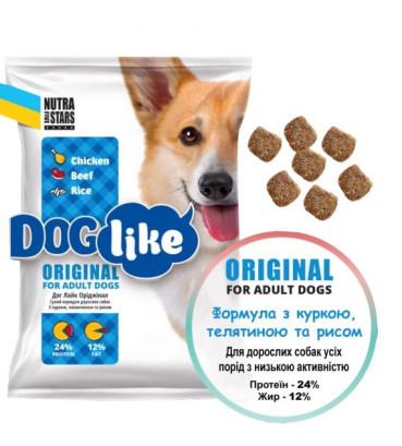 Сухий корм Nutra 5 stars, Dog like Original для собак з куркою телятиною та рисом 10 кг