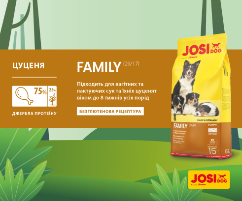 Сухий корм JosiDog Family для цуценят і собак, що годують 15 кг