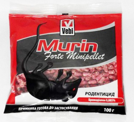 Отруйна приманка для гризунів Murin Forte Minipellet Мурін Форте Мініпалет, 100 г