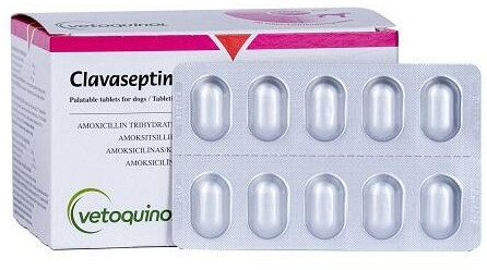 Антибактеріальний засіб для собак та котів Клавасептин Vetoquinol 250 мг, 10 табл
