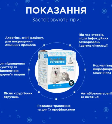 Пробіотик Modes Kombiflor Комбіфлор Probitik для підтримки балансу мікрофлори кишечника собак та котів, 15 порошків, 2 г