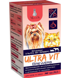 Вітамінно-мінеральний комплекс ModeS Ultra Vit Brewers для котів та собак з дріжджами та часником 140 таблеток по 0.5 г