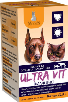 Вітамінно-мінеральний комплекс ModeS Ultra Immuno Vit для котів та собак 140 таблеток по 0.5 г