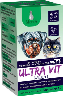 Вітамінно-мінеральний комплекс ModeS Ultra Multi Vit для котів та собак 140 таблеток по 0.5 г