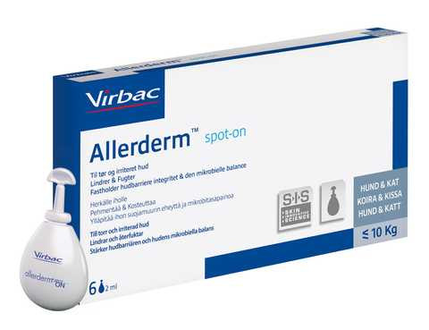 Virbac (Вірбак) Allerderm Spot-on - Краплі Аллердерм для лікування дерматитів різної етіології у собак і котів до 10 кг 6x2 мл