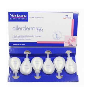 Virbac (Вірбак) Allerderm Spot-on - Краплі Аллердерм для лікування дерматитів різної етіології у собак і котів від 10 кг 6х4 мл