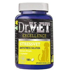 Вітамінно-мінеральна добавка Dr.Vet Stressvet – запобігає нервозності у собак та котів, 100 табл