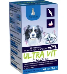 Вітамінно-мінеральний комплекс ModeS Ultra Vit Calcium для котів та собак з кальцієм 140 таблеток по 0.5 г